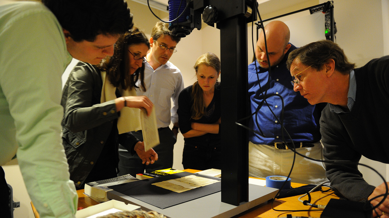 The team analyzing a possible fingerprint of William Faulkner